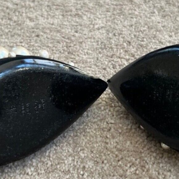 Moschino Suede Black 3" Heels Embellished with Pearls - Picture 3 of 6